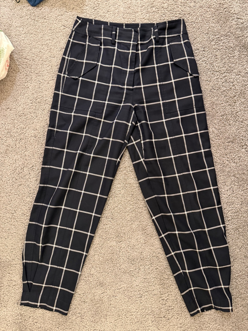 Derek Lam Navy Windowpane Plaid Pants